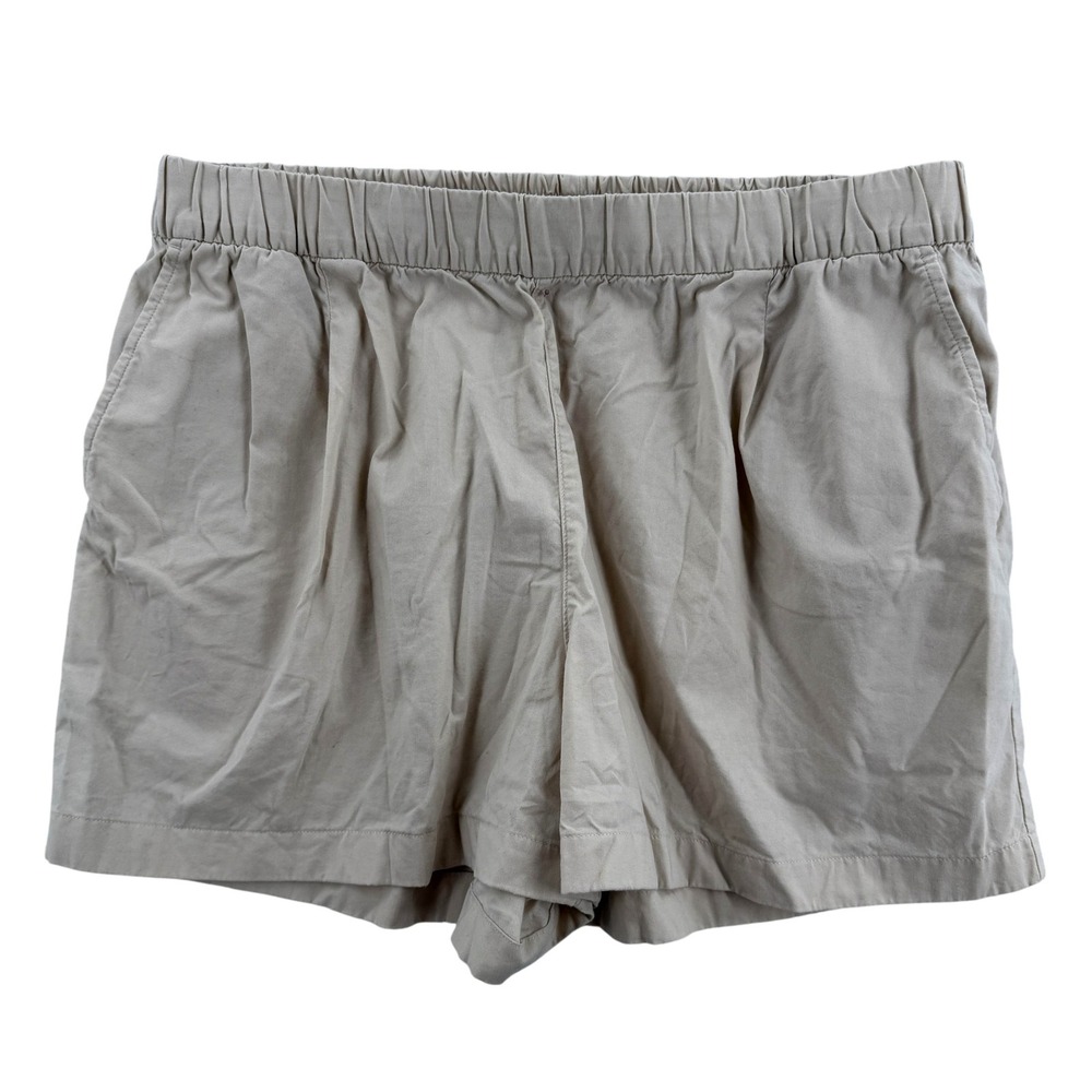 Uniqlo Shorts Mens‎ XL Beige Khaki Cotton Elastic Drawstring Casual Walking